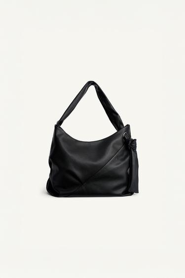 LEATHER SHOULDER BAG - Black by Zara