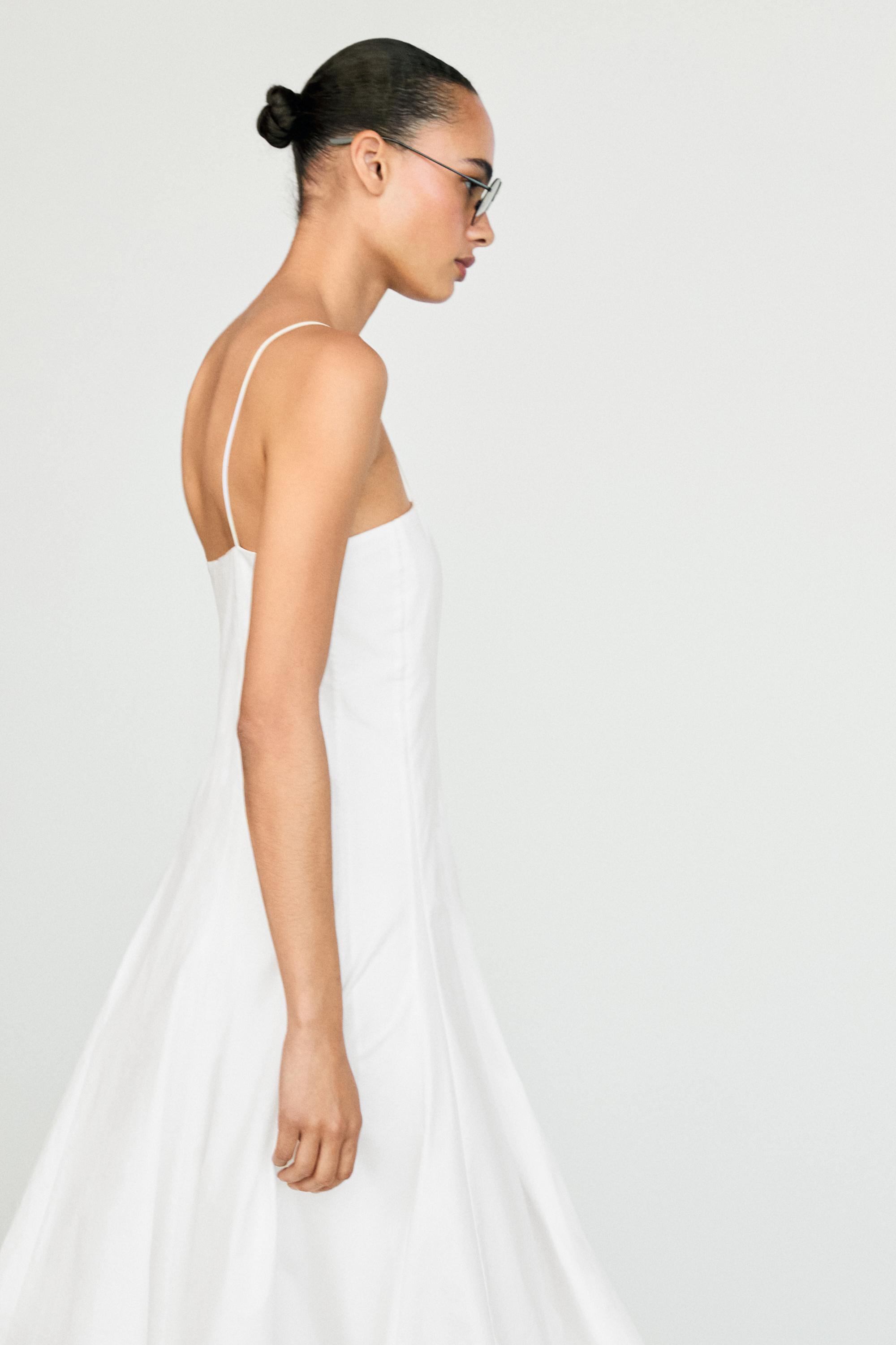 Poplin strap midi dress