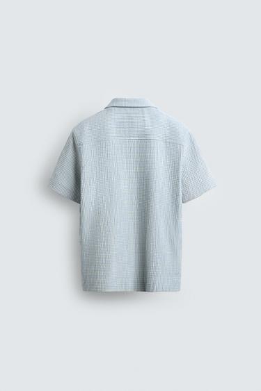 CHEMISE REGULAR FIT SEERSUCKER - Blanc / Bleu ciel de Zara - Image 6