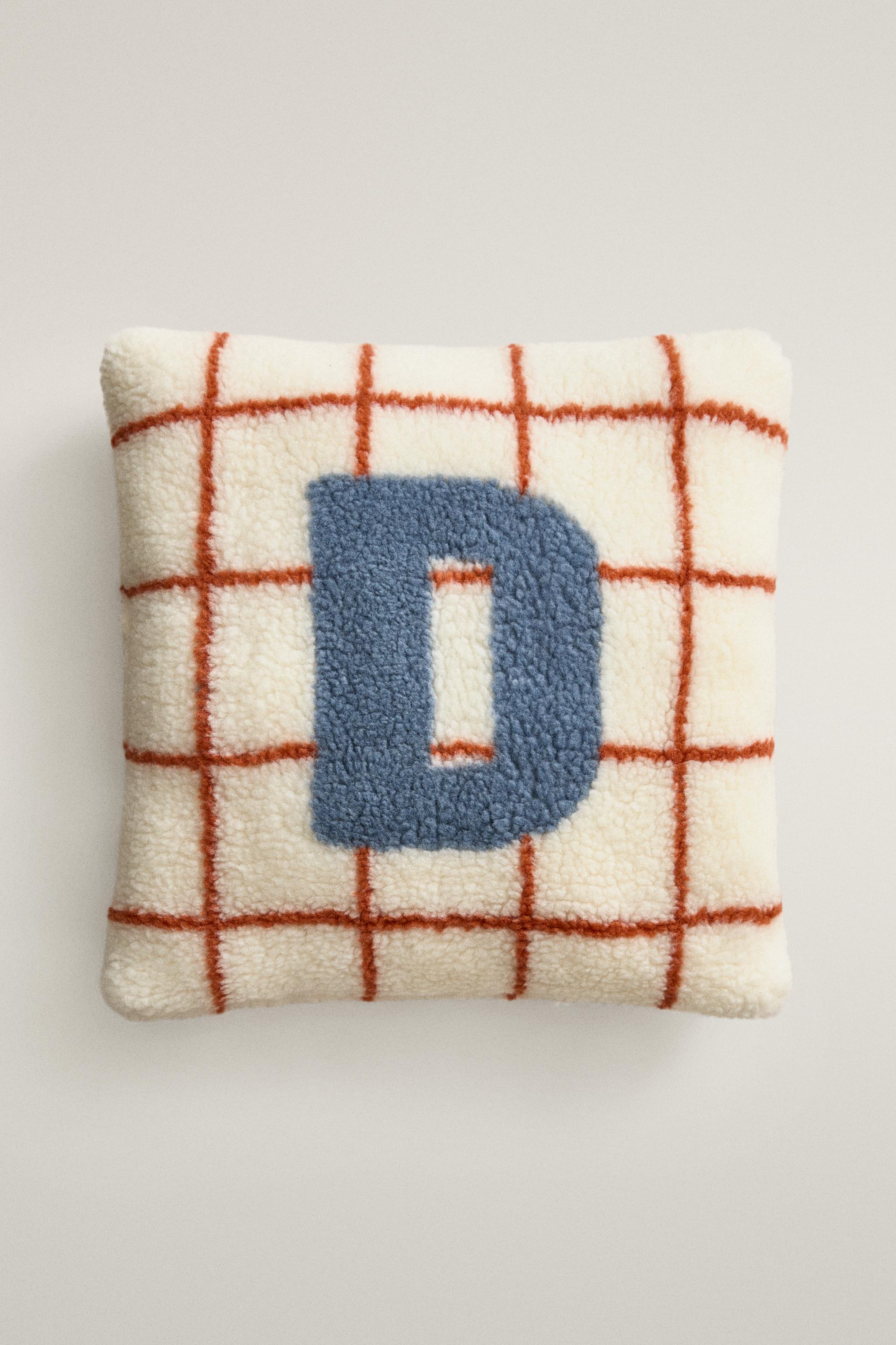CHILDREN'S FAUX SHEARLING CUSHION WITH D — Orange
