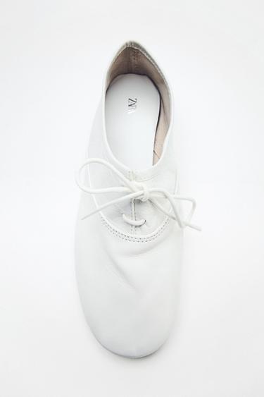 Zara LEATHER LACE-UP LOAFERS - Off White