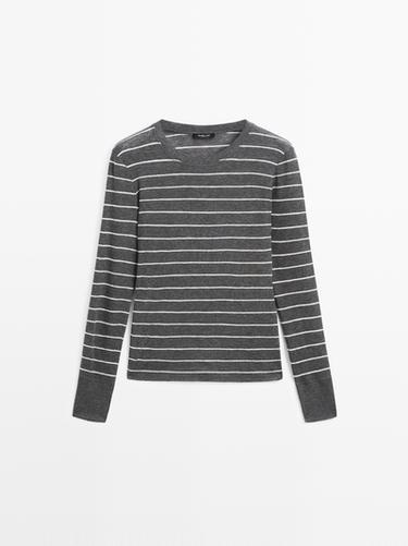 Zara Lightweight striped long sleeve T-shirt - Gray marl