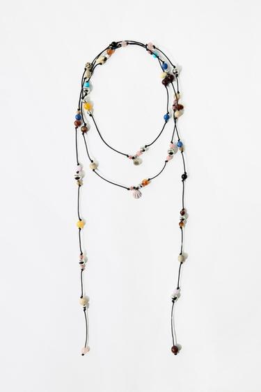 MULTI-WAY BEADED CORD NECKLACE - Black by Zara
