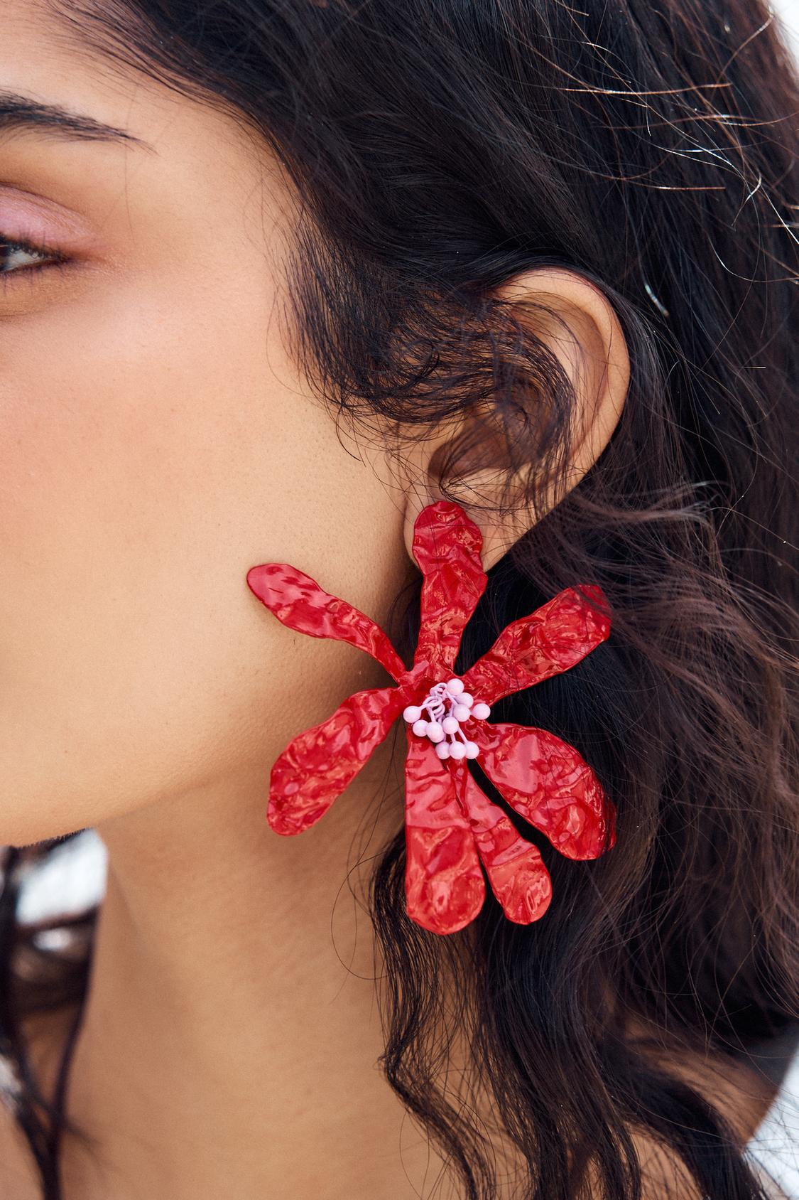 BEADED COMBINATION FLOWER EARRINGS