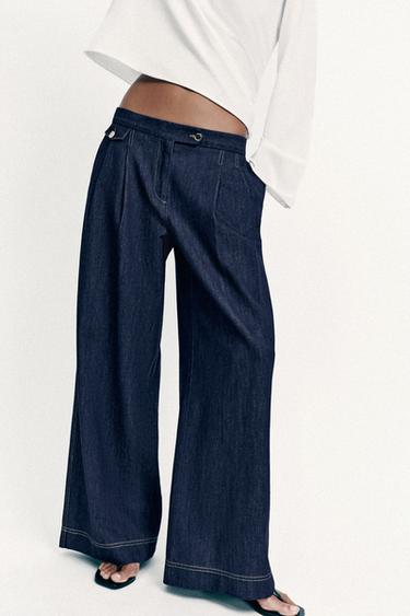 Z1975 WIDE-LEG DARTED TROUSERS - Blue by Zara