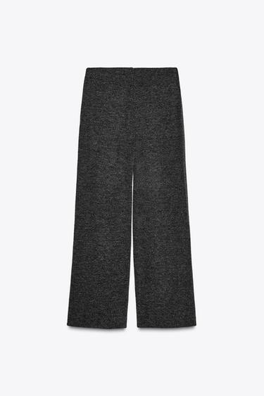RIBBED WIDE-LEG TROUSERS - Grey marl by Zara