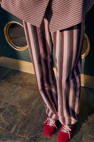 LEATHER BALLERINAS WITH SHEEPSKIN - Red by Zara