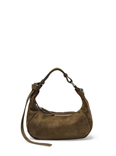 Sac à boucle métallique en croûte de cuir - Kaki de Zara