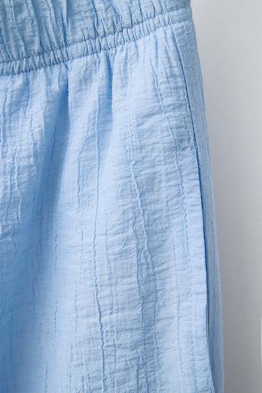 PANTALON À JAMBES LARGES EFFET FROISSÉ - Bleu de Zara - Image 3