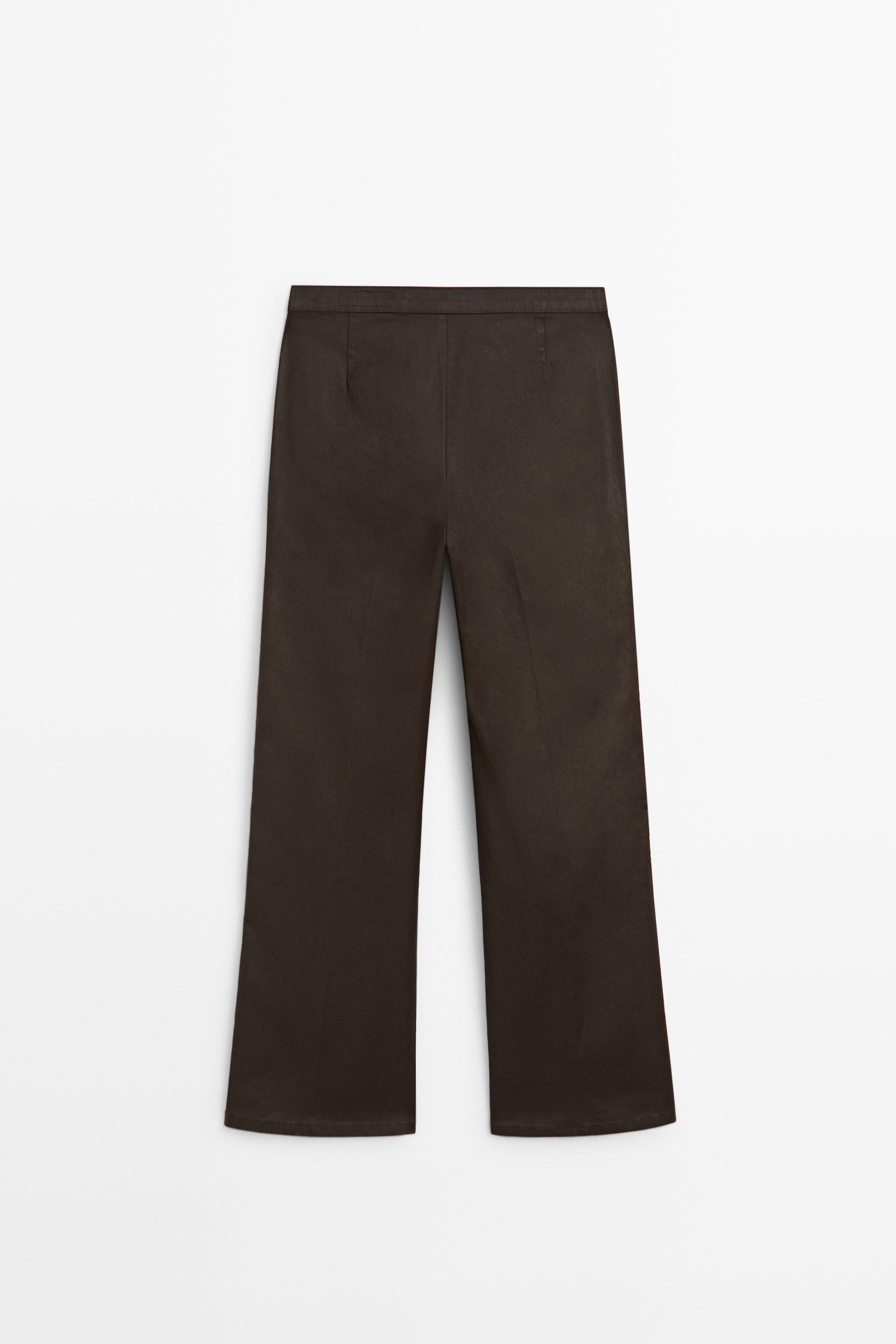 Pantalon flare cropped enduit