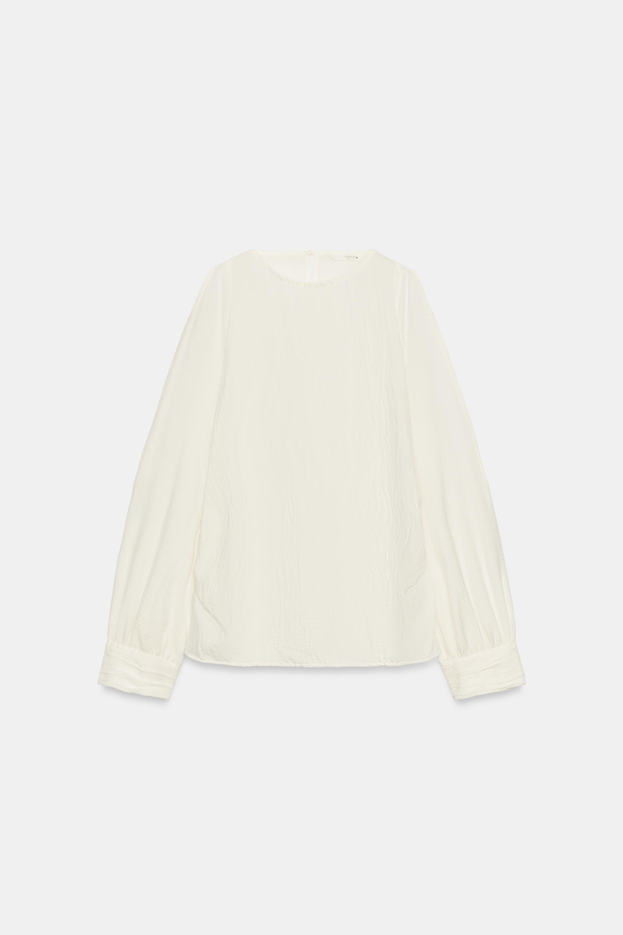 Женские блузки Zara BLOUSE WITH SLEEVE SLITS — фото 4