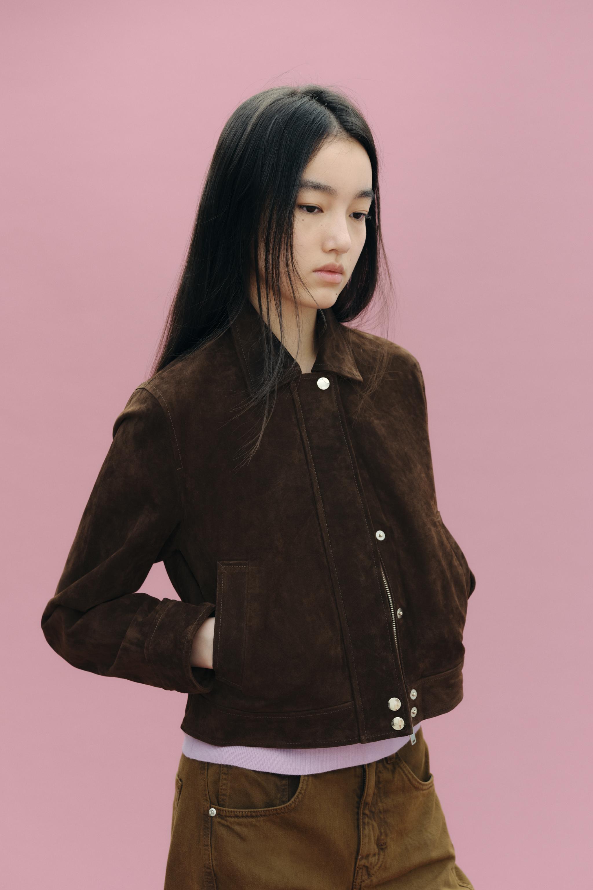 ZARA ショート丈 レザーダウンジャケット ZARA ザラ フェイクレザーパフダウンジャケット - メルカリ