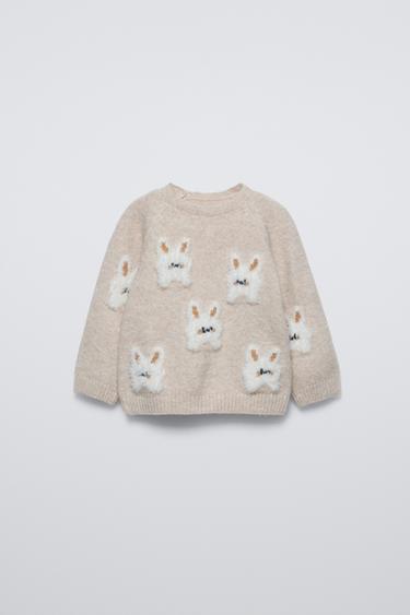 KNIT BUNNY SWEATER - Light beige by Zara - Image 0