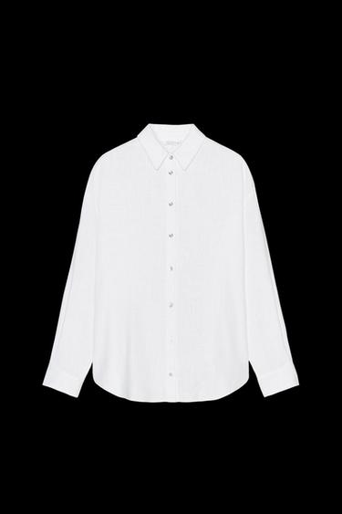 OVERSIZE LINEN BLEND SHIRT - White by Zara - Image 0