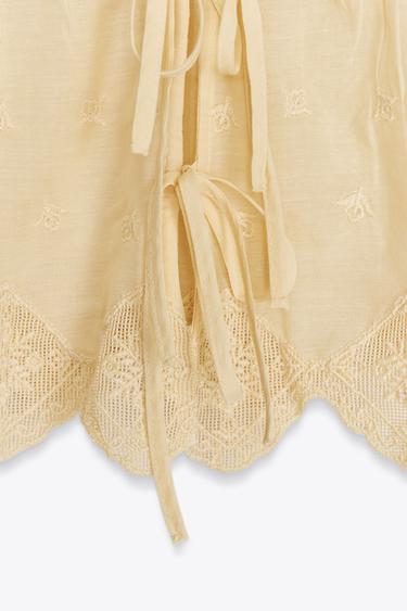 EMBROIDERED STRAPPY TOP - Yellow by Zara - Image 6