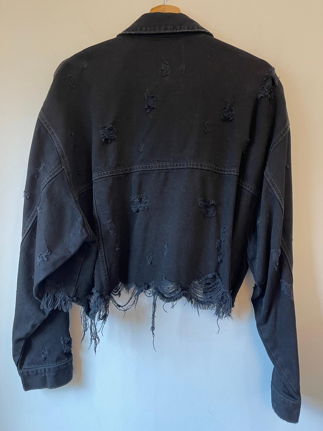 TRF RIPPED CROPPED DENIM JACKET - Image 10