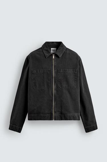 CAZADORA DENIM BOLSILLOS - Negro de Zara