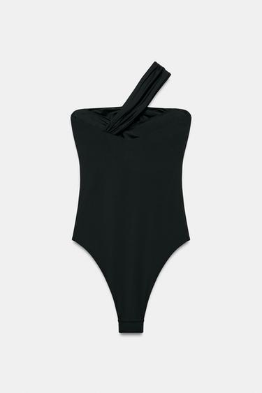 BAÑADOR TIRANTE ASIMÉTRICO PIEZA METÁLICA - Negro de Zara