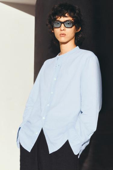 COTTON - LINEN SHIRT - Sky blue by Zara