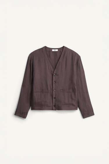 جاكيت فيت مريح لايوسيل - فيسكوز - رمادي الخاص بـ Zara