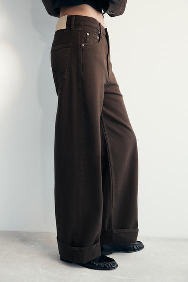 ZW COLLECTION MID-WAIST BAGGY JEANS - Brown by Zara