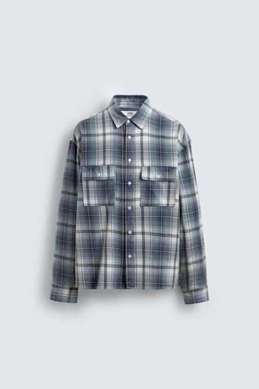 LIMITED EDITION RELAXED FIT CHECKS SHIRT - Blue by Zara