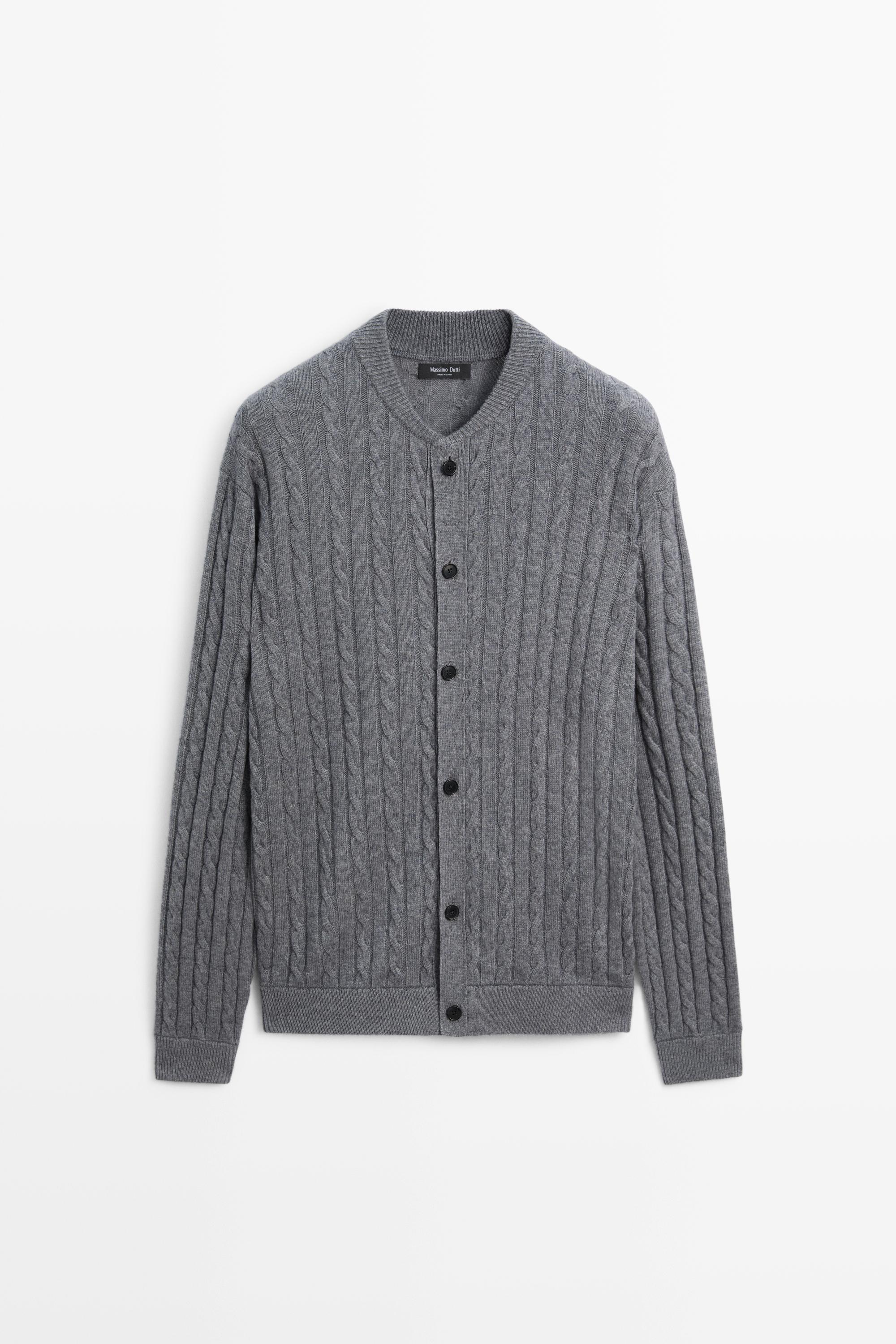 Braided knit bomber cardigan — Anthracite grey