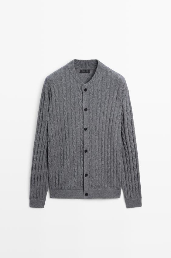 Zara Braided knit bomber cardigan - Anthracite grey - Image 0