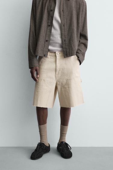 CARPENTER POCKET BERMUDA SHORTS - Stone by Zara