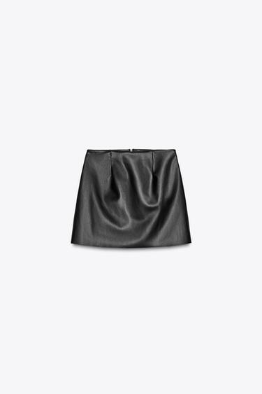 Zara FAUX LEATHER MINI SKIRT - Black - Image 0