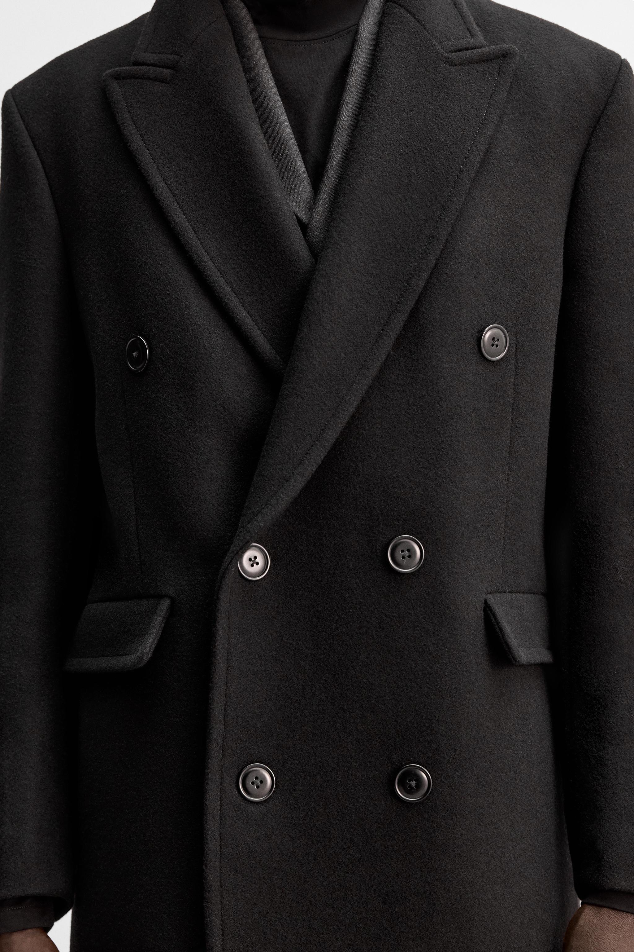 ダブルブレスト仕様ウールコート - ブラック | ZARA Japan / 日本