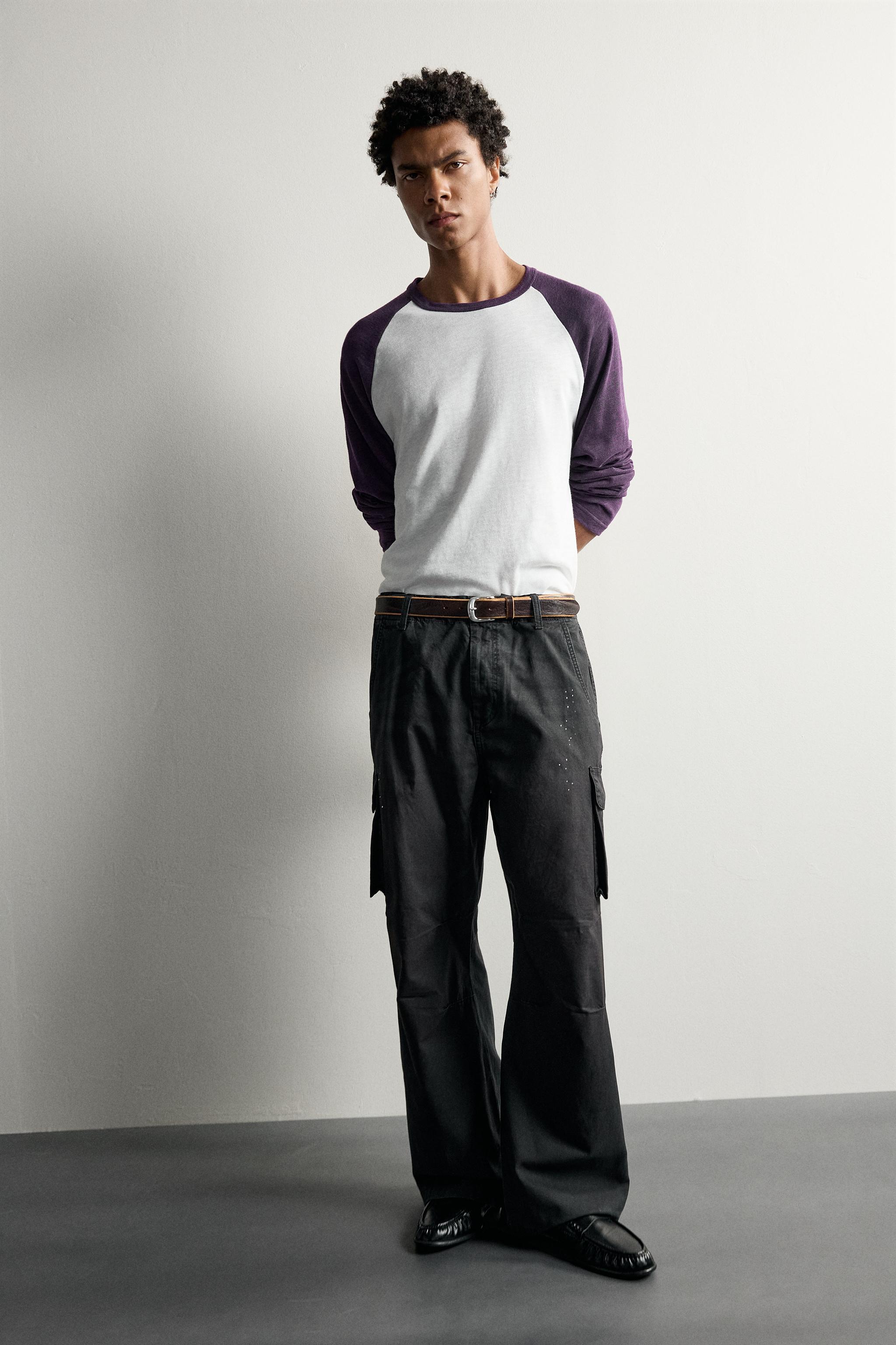 Мужские брюки Zara PAINT SPLATTER CARGO PANTS — фото 6