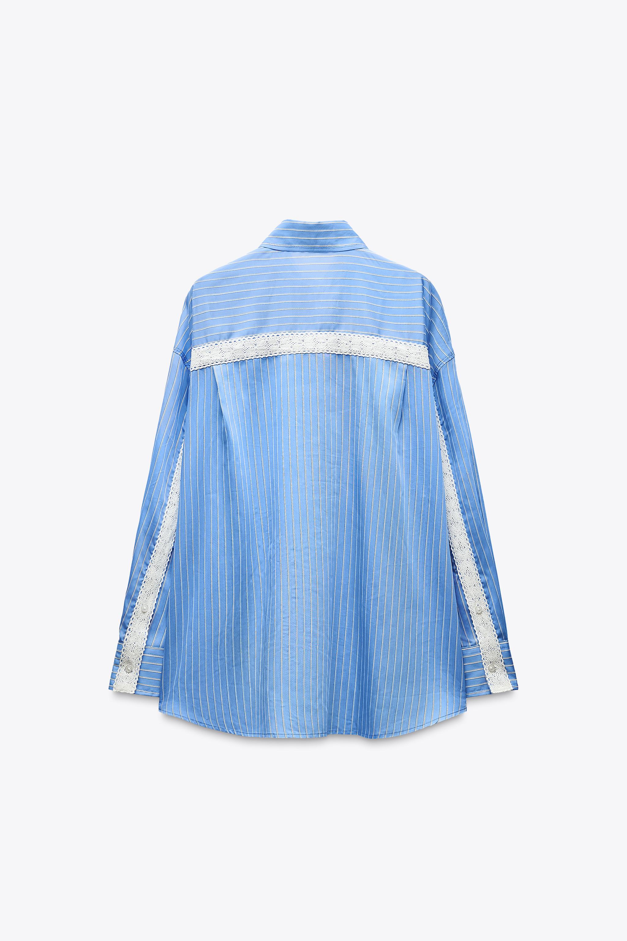 OVERSIZE STRIPED POPLIN SHIRT - Blue / White | ZARA Canada