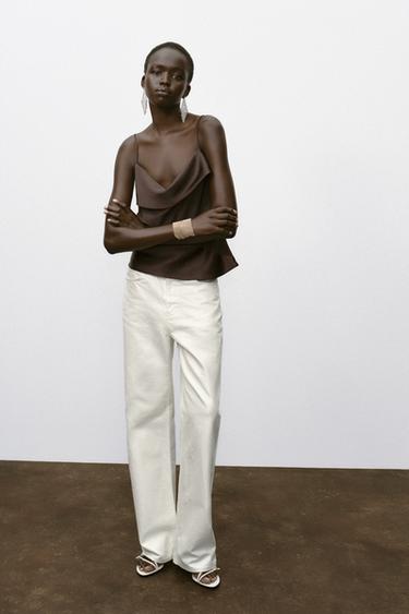 SATIN TRIM CAMISOLE TOP - Brown by Zara - Image 0