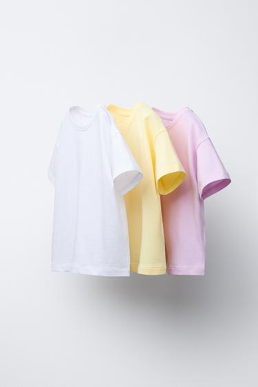 Zaras TREPACK ENFÄRGADE T-SHIRTAR - Gul