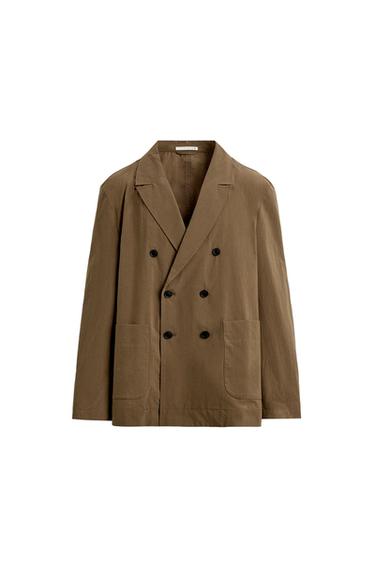 RELAXED FIT DOUBLE-BREASTED BLAZER - Light camel by Zara