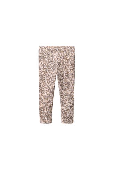 Zara PRINTED RIBBED LEGGINGS - Ocher