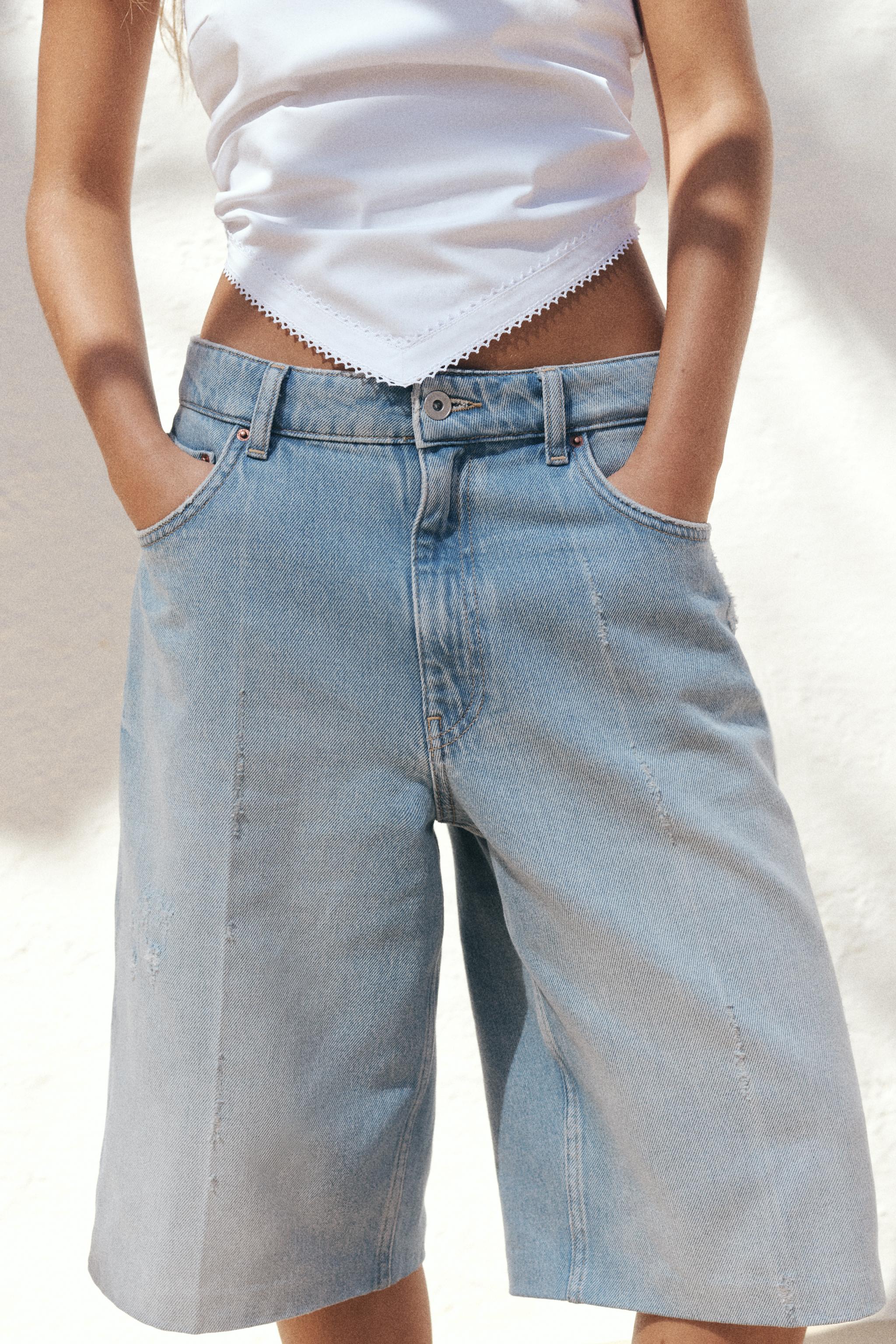 【ZARA】TRFミッドライズデニムバミューダショーツ 正規品販売！ TRF ミッドライズ デニムバミューダショーツ