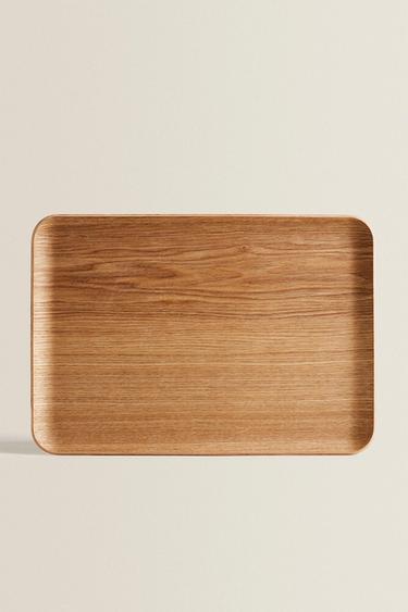 Zara RECTANGULAR NON-SLIP WOODEN TRAY - Light beige - Image 0