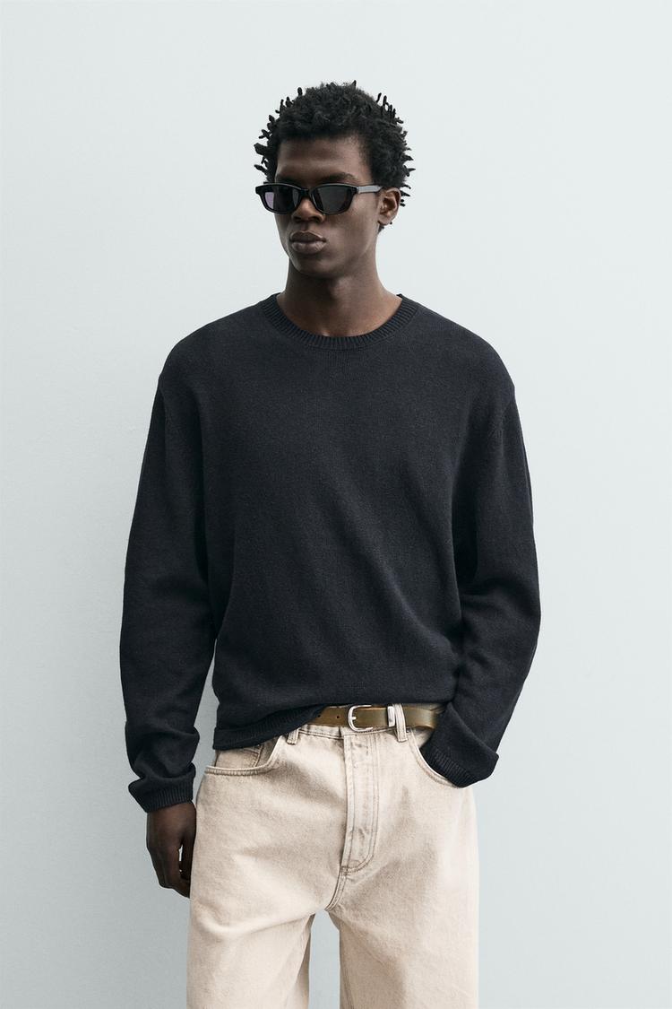 ZARA COTTON-LINEN REGULAR FIT JUMPER