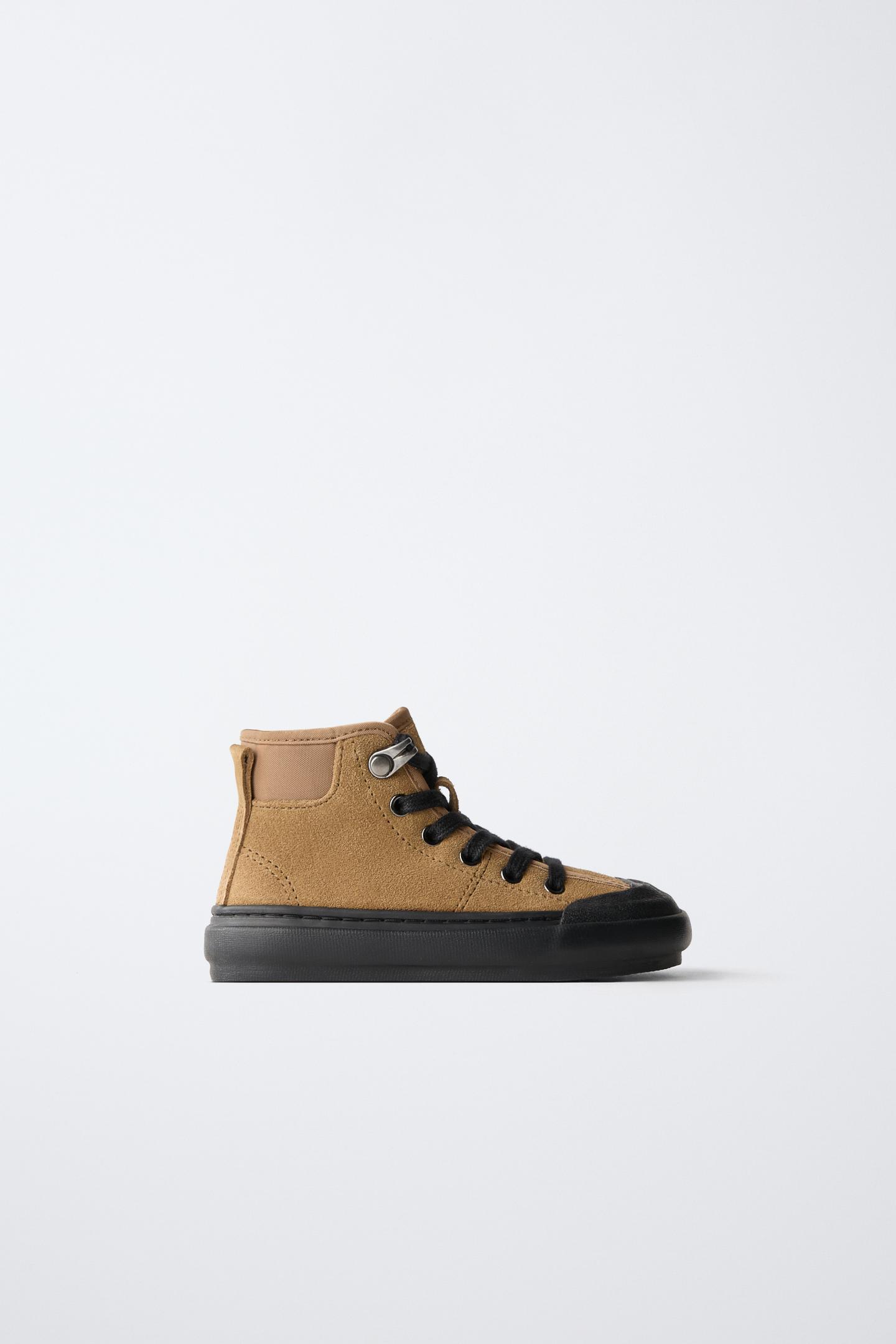 Детские кроссовки Zara Leather Sneaker, цвет: Коричневый
