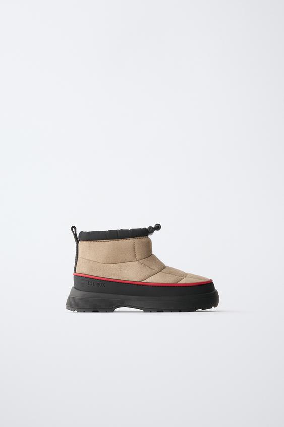 CONTRAST PADDED ANKLE BOOTS - Taupe Grey by Zara - Image 0