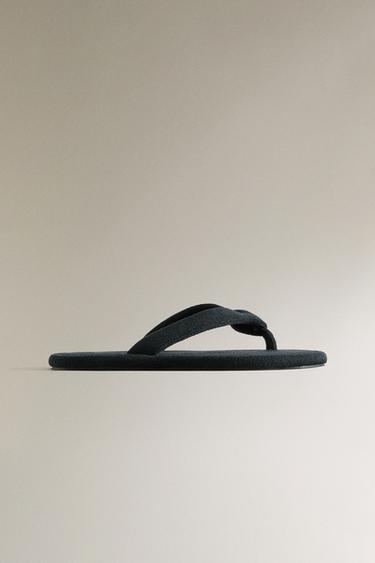 TERRY BATHROOM SANDALS - Navy Blue by Zara - Image 1