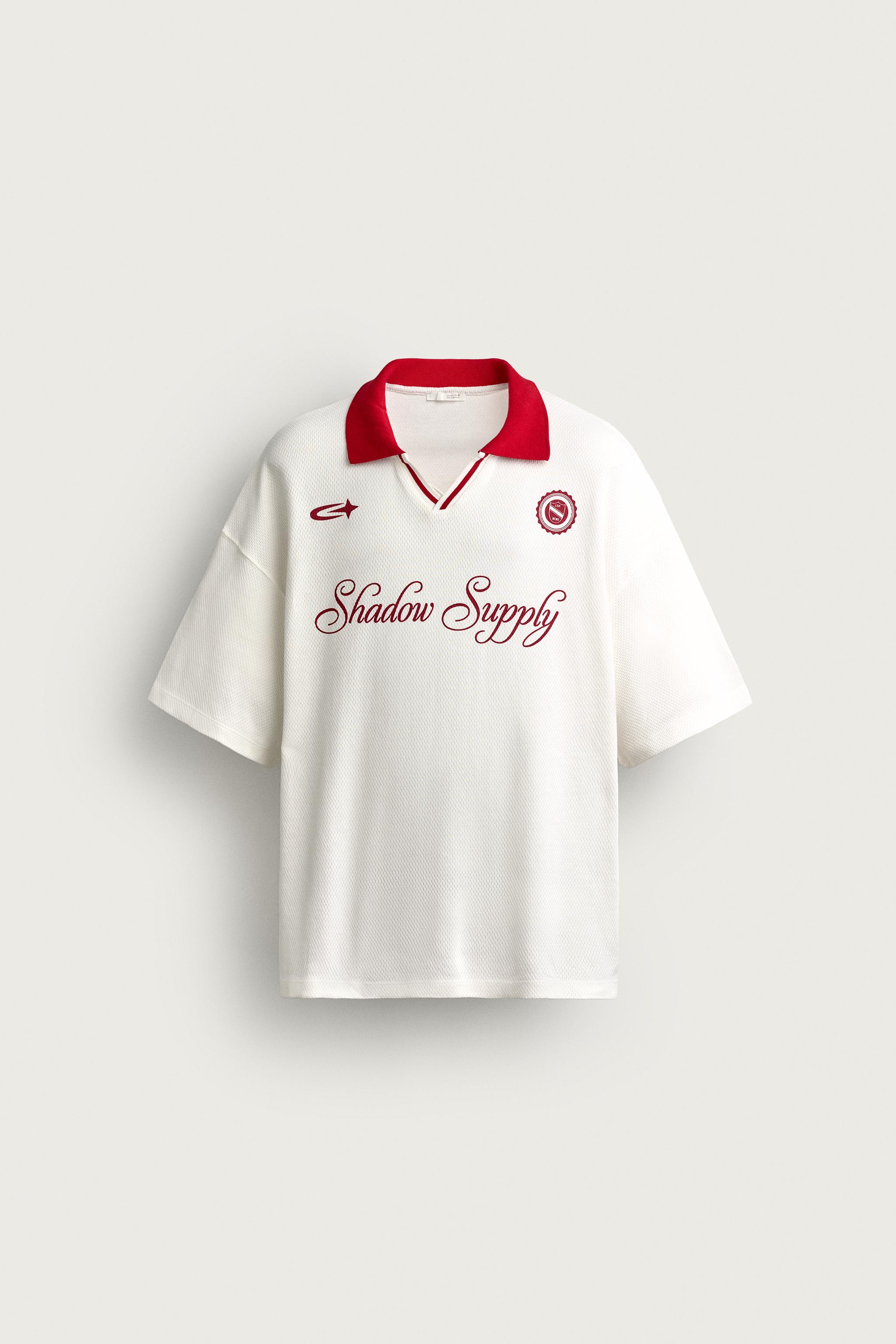 RETRO SOCCER RELAXED-FIT POLO — Red / White