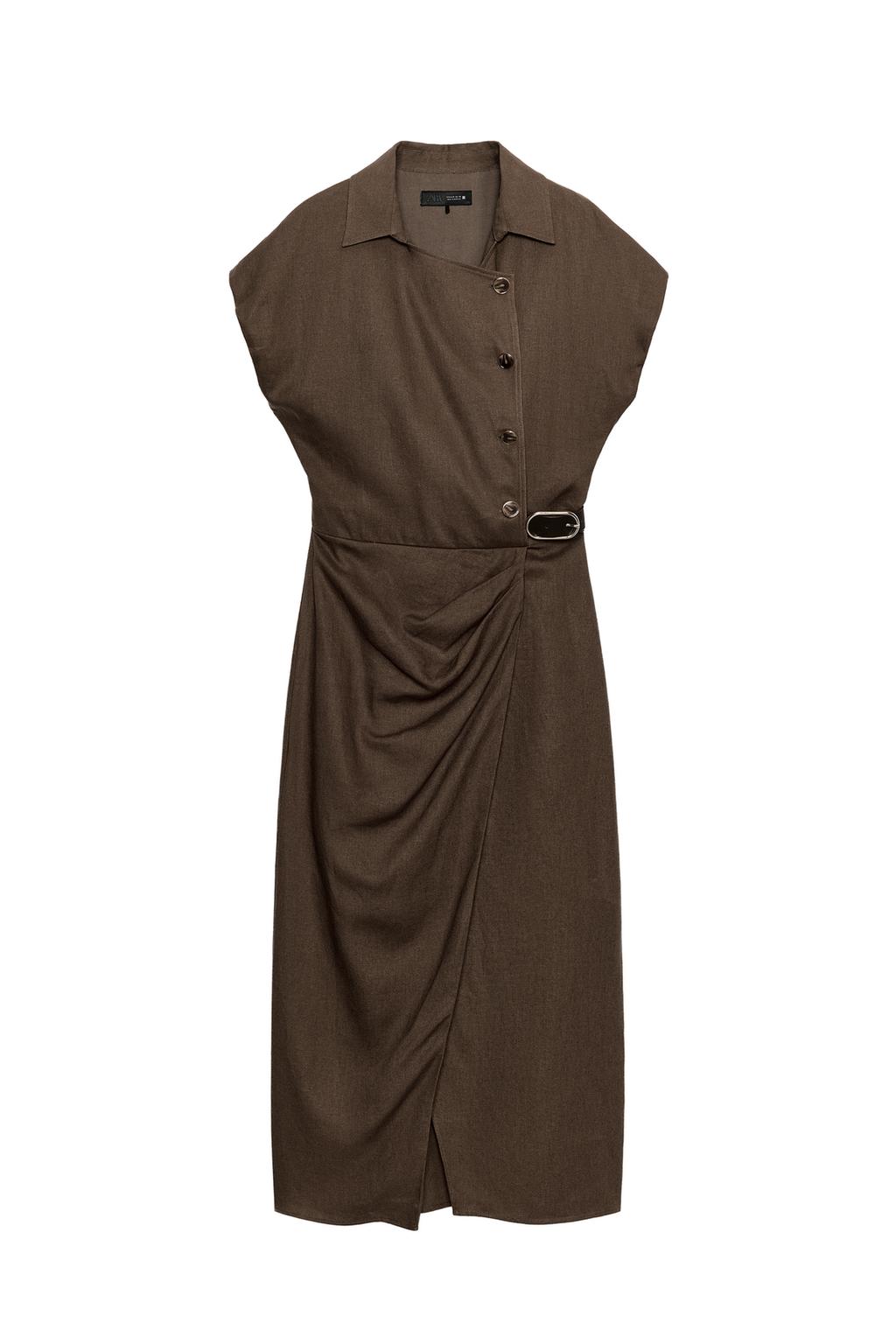 LINEN BLEND MIDI DRESS WITH BELT - image 3
