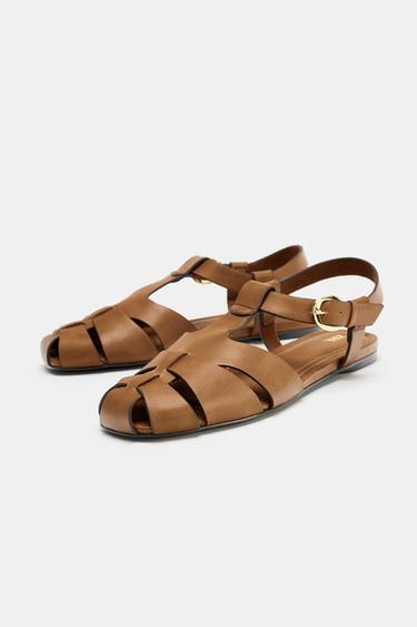 FLAT CAGE SANDALS - Brown by Zara - Image 2