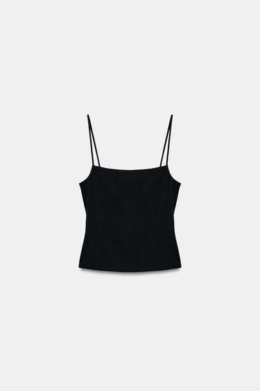 TOP TIRANTES ESCOTE CUADRADO - Negro de Zara