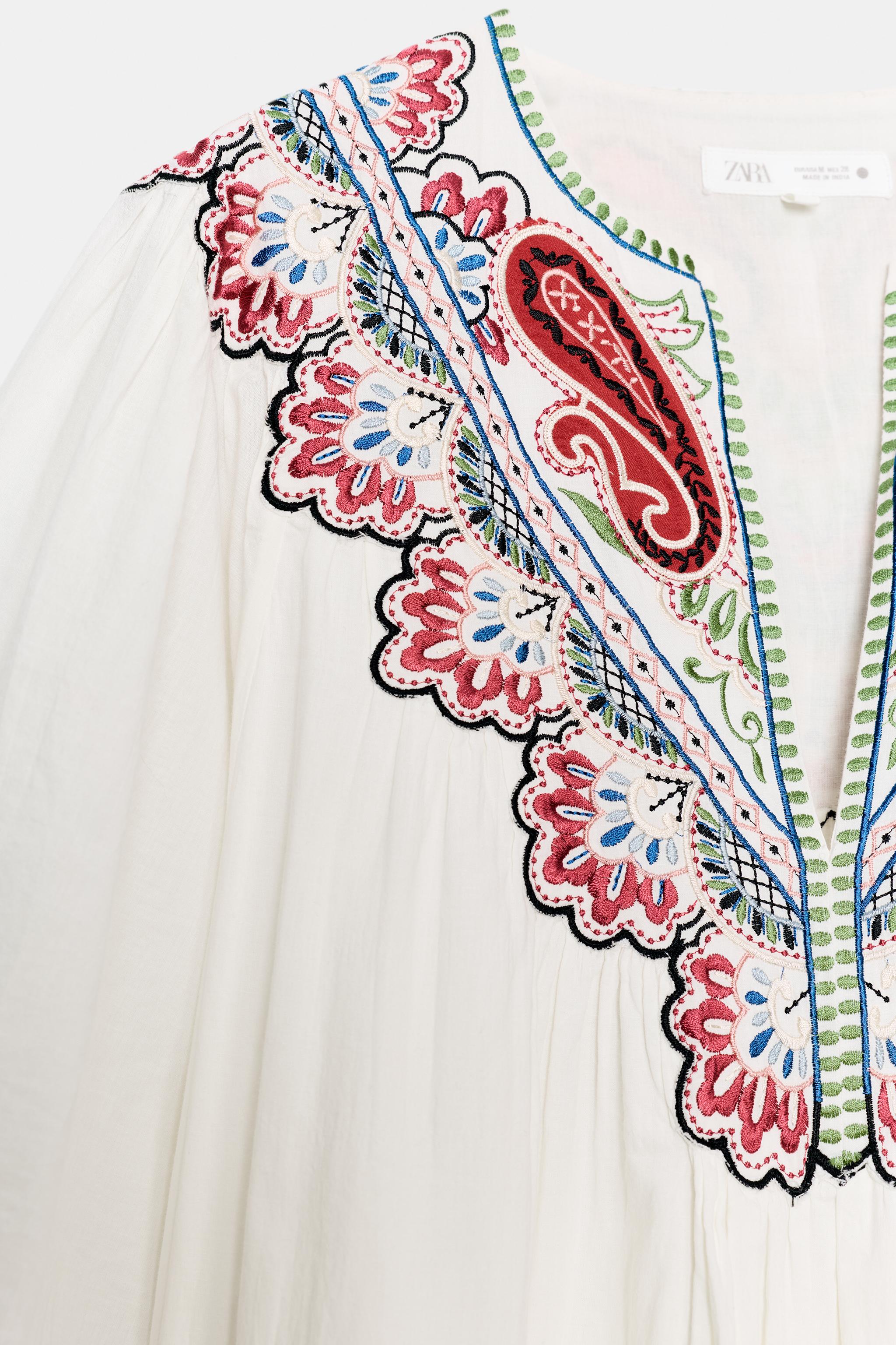 Женские платья Zara ZW COLLECTION EMBROIDERED MIDI DRESS — фото 8