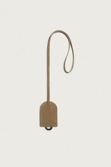 LEATHER PENDANT KEYRING - Khaki Green by Zara