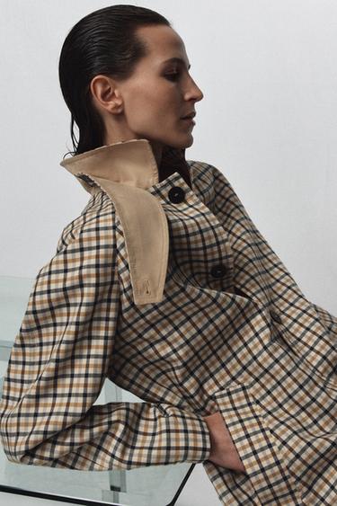 ZW COLLECTION REVERSIBLE CHECKS TRENCH COAT - Beige-brown by Zara - Image 2
